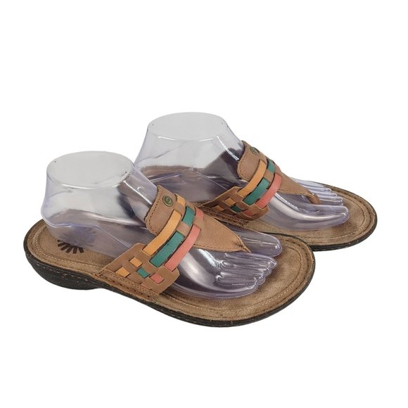 UGG Jenaya Leather Crooked Monkey Sandals Womens 8 Chestnut Multi Color 1006362 - Picture 2 of 8